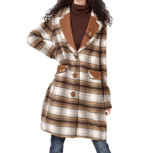 (アートカー)Artka オリジナルデザイン レディーズチェック柄ロング丈ウール混コート FA19938D