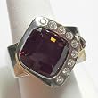 14K White Gold Rhodolite Garnet, Ruby and Diamond Ring