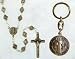 St. Benedict Rosary - 4mm Metal Beads and Key Chain Set - 22" Chain - Solid Construction - IMPORTED FROM ITALY