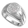 Sterling Silver Men's Ring - Clear CZ - 5mm Band Width - 13mm Face Height - Sizes: 8-12