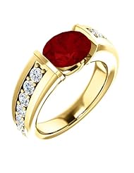 18K Yellow Gold 9.00x7.00mm Oval Cut Chatham Created Ruby and Diamond Ring -- LIFETIME WARRANTY
