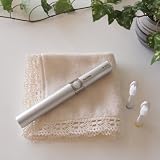 maruman携帯用電動歯ブラシ(シルバー)&オーガニックコットンレース付きタオルハンカチセット:外出先でのお口のお手入れに!ちょっとしたプレゼントにも!