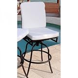 Set of 2 Comfort Care Outdoor Counter Stools with Sunbrella Cushions (Desert Sand Dark Brown / White) (48"H x 28"W x 28"D)