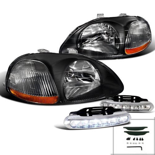 Jdm Black Civic Headlights W Turn Signal Led Drl Bumper Fog Lamps Mononoeroaon Jdm Black Civic Headlights W Turn Signal Led Drl Bumper Fog Lamps Mononoeroaon