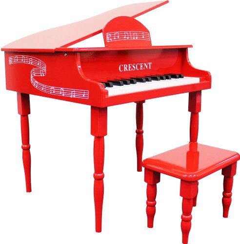 Crescent 30 Keys Red Toy Grand Piano with Bench