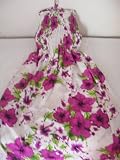 Original Handmade Summer Dress from Thailand- White with Deep Lavender Floral Design (Long) Original Handmade Summer Dress from Thailand- White with Deep Lavender Floral Design (Long)