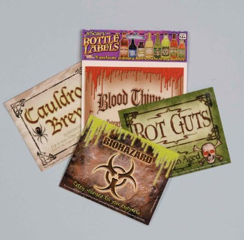 Scary Bottle Labels 8-Count (Pack of 12)