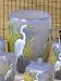 EGRET heron bird WASTE BASKET trash can home decor
