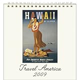 Travel America Cavallini 2009 Vintage Prints easel desk calendar 6 by 6.5 inches Cream Laid paper finish