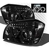 Smoked 2005-2007 Dodge Magnum Projector Dual Halo LED Headlights Smoke Head Lights Pair Left+Right 2006