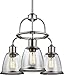 Feiss F3020/3SN Hobson Glass Chandelier Lighting, Satin Nickel, 3-Light (22"Dia x 19"H) 225watts