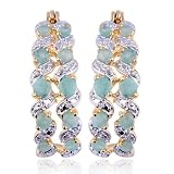SS 18kpl Genuine Emerald Diamond Accent Hoop Earrings