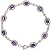 18k White Gold 7 Bracelet, w/ 1.64 Carats Round Diamonds & 3.38 Carats Oval Cut Amethyst Stones, 5/16 (8mm) wide