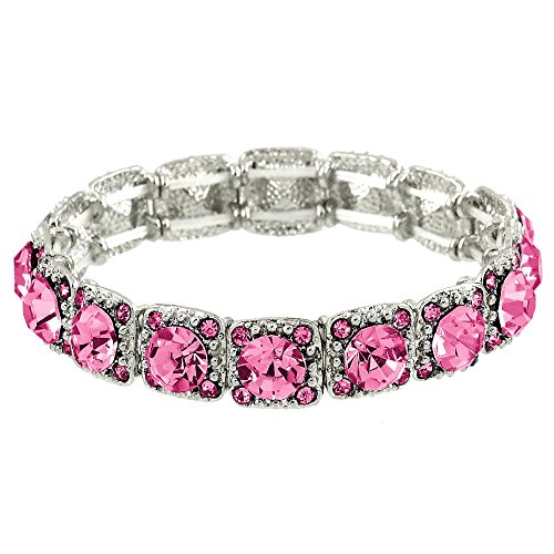 Falari High Quality Crystal Stretch Bracelet Pink