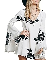 V-neck Chiffon Puff Sleeves  Dress