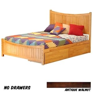 Manhattan Platform Bed Twin with Matching Foot Board (Antique Walnut) (48.25\”H x 42.25\”W x 78.88\”D)