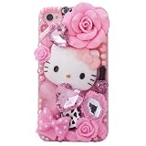 MinisDesign Dream Garden Series 3D Bling Luxury Design Rhinestone Pink Hello Kitty Diamond iPhone case for Apple iPhone 4 / 4S (Package includes: 1 X Screen Protector and Extra Rhinestones)