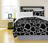 Black & White Polka Dots Teen Full Comforter Set (8 Piece Bed In A Bag)
