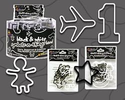 Shaped Rubber Bands Bracelets 12Pack Black & White Things