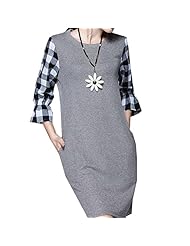 Plus Size Petite Chevron Print Plaid Print Round Neck Summer Winter Elbow Length Sleeves Denim/Leather/Silk/Wool Cocktail Evening Dress/Pageant Dress/Party Dress/Maxi Dress 