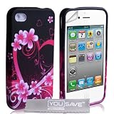 iPhone 4 / 4S Pink Heart Floral Silicone Caseby Yousave Accessories�