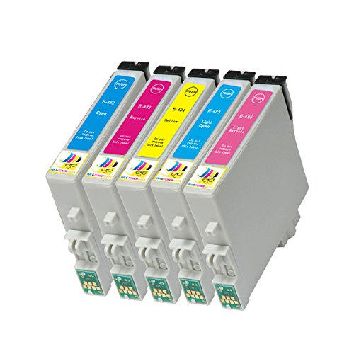 Ink & Toner Geek ® - 5 Pack Remanufactured Replacement Inkjet Cartridges for Epson T048 #48 (T048220, T048320, T048420, T048520, T048620) For Use With Epson Stylus Photo R200 Stylus Photo R220 Stylus Photo R300 Stylus Photo R300M Stylus Photo R320 Stylus Photo R340 Stylus Photo R500 Stylus Photo R600 Stylus Photo RX500 Stylus Photo RX600 Stylus Photo RX620 (1 Cyan, 1 Magenta, 1 Yellow, 1 Light Cyan, 1 Light Magenta)