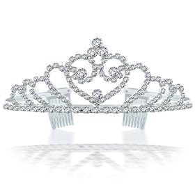 Bling Jewelry Rhinestone Crystal Bridal Tiara Headpiece Expanding Hearts