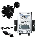 Gomadic for the PalmOne palm Tungsten T5 - PalmOne Tungsten T5 Flexible Auto Windshield Holder with Car Charger - Uses Gomadic TipExchange
