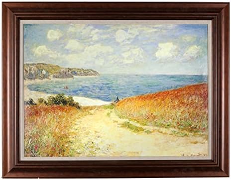 WEXFORD HOME The Passage to the Sea Hac15-61,monet, 30x22 ART Size, 35x29 W Frame Premium Hand Embellished Canvas with Double Moulding, Inner 1/2" Burlap Moulding, Outer Brown Moulding