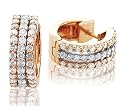 14k Two Tone Gold - White and Rose Pink Hoop Huggies Diamond Earrings 0.90 carat