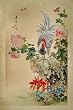 Classic Chinese Watercolor on Silk -Vintage original painting Rooster and Flowers