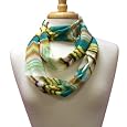 Green Vibrant Multi Color Indie Print Lightweight Infinity Circle Scarf