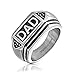Bling Jewelry Gift Stainless Steel Black Enamel Geometric Mens Dad Ring