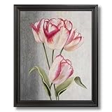 Tulip Flower Floral Contemporary Home Decor Wall Picture Black Framed Art Print
