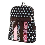 Belvah Quilted Patchwork Large Backpack - Blue, Chocolate Brown (12X15X5.5)<br />

