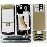 --Gold T-Mobile RIM BlackBerry Pearl 8100 Original OEM Full Complete Housing Faceplate Case Cover Shell with Trackball Keypad Lens Screen GSM