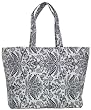 Cotton Canvas Navy Blue and White Tote Bag with Cloth Handles 21.5'L Top x 15"H
