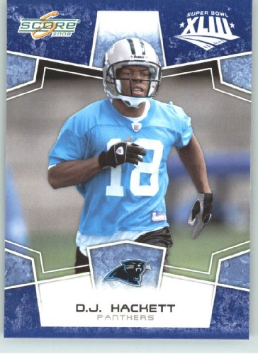 2008 Donruss / Score Limited Edition Super Bowl XLIII Blue Border # 48 D.J. Hackett - Carolina Panthers - NFL Trading Card in a Prorective Screw Down Display Case