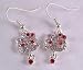 Kitty cat drop earrings red and clear diamante design