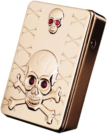 Coolestore Golden Skull and Crossbones USB Charger Windproof Lighter Full Metal Electronic Cigarette Lighter Without Flammable Gases,rechargeable, Sophisticated Fashion Halloween Necessary Gifts 22 (Red-eye double skull and crossbones)