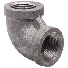 Anvil Malleable Iron Pipe Fitting, Class 150, 90 Degree Elbow, NPT Female, Black Finish