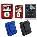 3Rd Generation Apple iPod Nano Rubberize Texture Snap-On Crystal Case with Lanyard and Slide Out Rubberize Holster Belt Clip - 5 Color Choices (MP3 Player NOT Included)