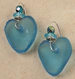 Recycled Ghana Glass Heart Earrings