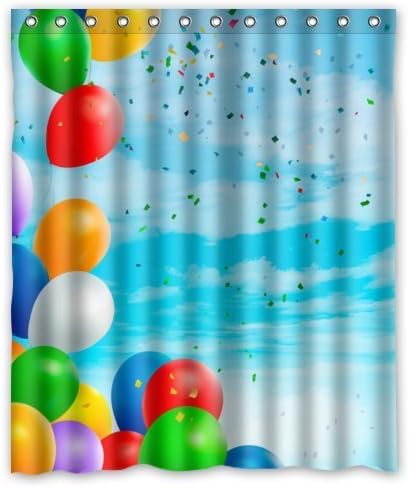 My favorite Eco Friendly Colorful Ballon Flying in the Blue Sky Art Pattern Printed Fabric Shower Curtain Polyester Waterproof Bathroom Curtains with Free Hooks 60inhes x 72inhes