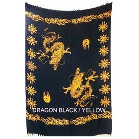 Par�o sarong Jupe portefeuille Noir aurif�re dragon
