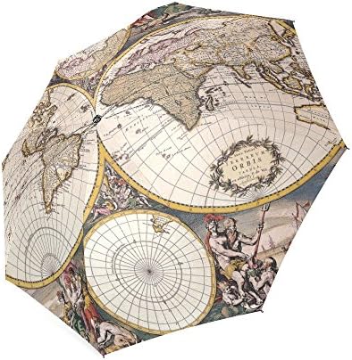 Old Maps Of The World Folding Rain Umbrella/Parasol/Sun Umbrella