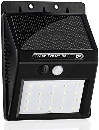 LONRIC 20 LED Solar Energy Motion Sensor Security Light with Waterproof Push Switch Outdoor Solar Lighting Auto On/Off for Garden Outside Wall Gutter Fence Yard