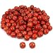100 Red Round Art Wood Loose Beads 13mm for Crafts Hemp