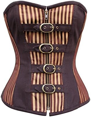 Gold Brown Striped Steampunk Corset