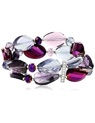 Napier "Chameleon" Silver-Tone and Multi-Purple Stretch Bracelet, 2.86"